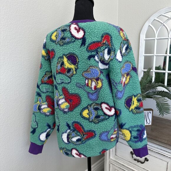 Disney Donald Duck Fuzzy Ugly Sweater Sweatshirt Adult Unisex Size Small Green - Picture 5 of 11